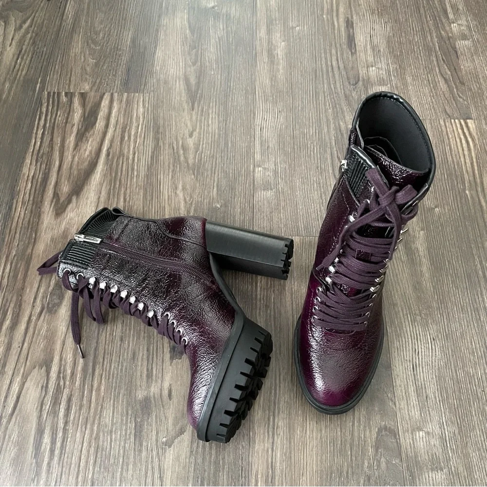 Vince Camuto NEW Deep Plum Colored Platform Ermania Combat Boots - Picture 12 of 14